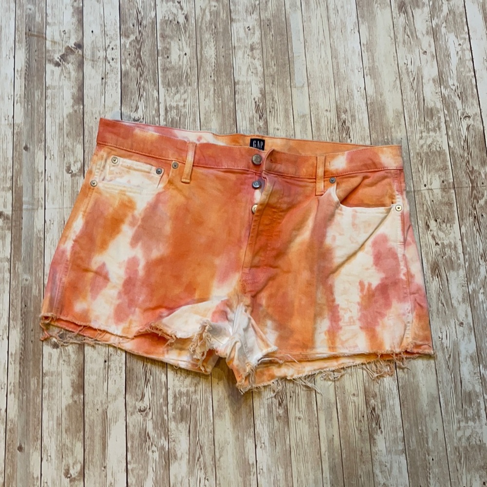Gap orange tie dye denim shorts size 16